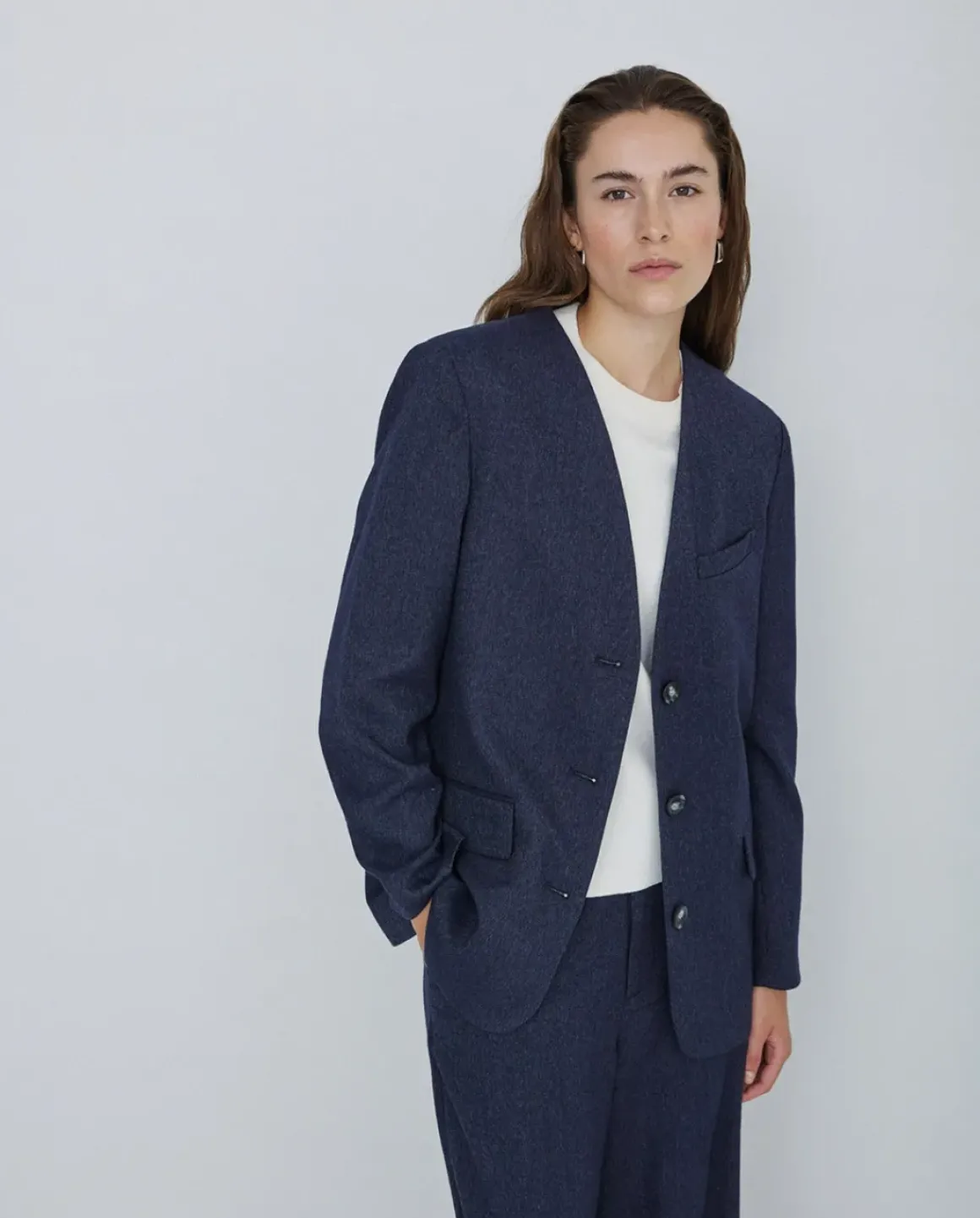 Americana diseño monocolor azul marino