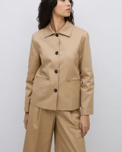 Bermudas tejido gabardina camel