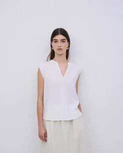Blusa bimateria ondas blanco