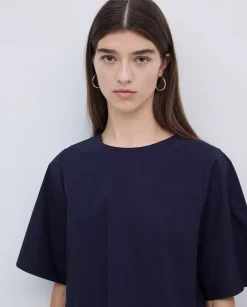 Blusa de popelín azul oscuro