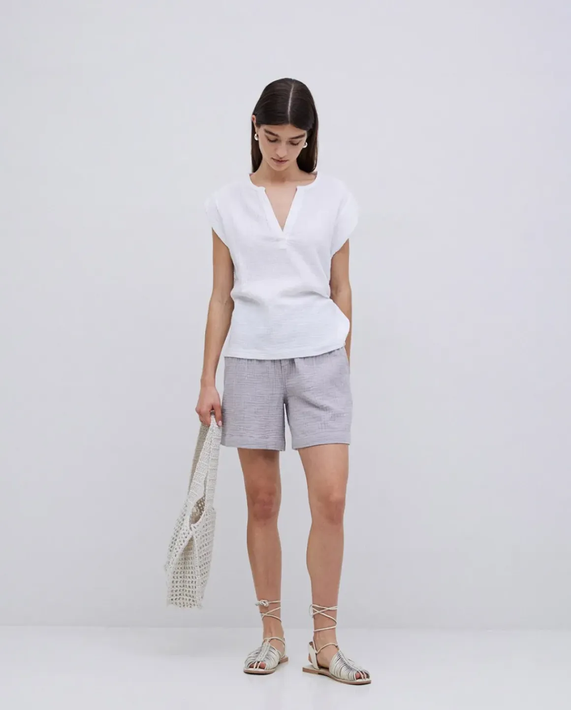 Blusa doble gasa algodón blanco