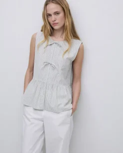 Blusa lazos sin mangas crudo