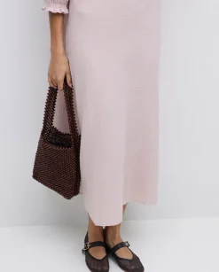 Bolso abalorios madera chocolate