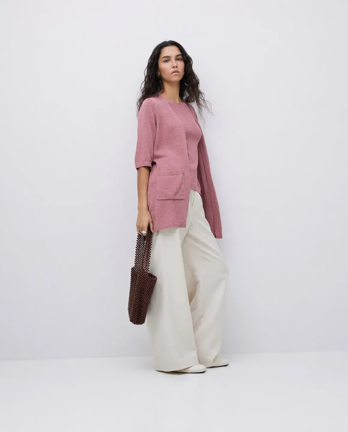 Bolso abalorios madera chocolate