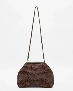 Bolso handmade rafia y piel chocolate