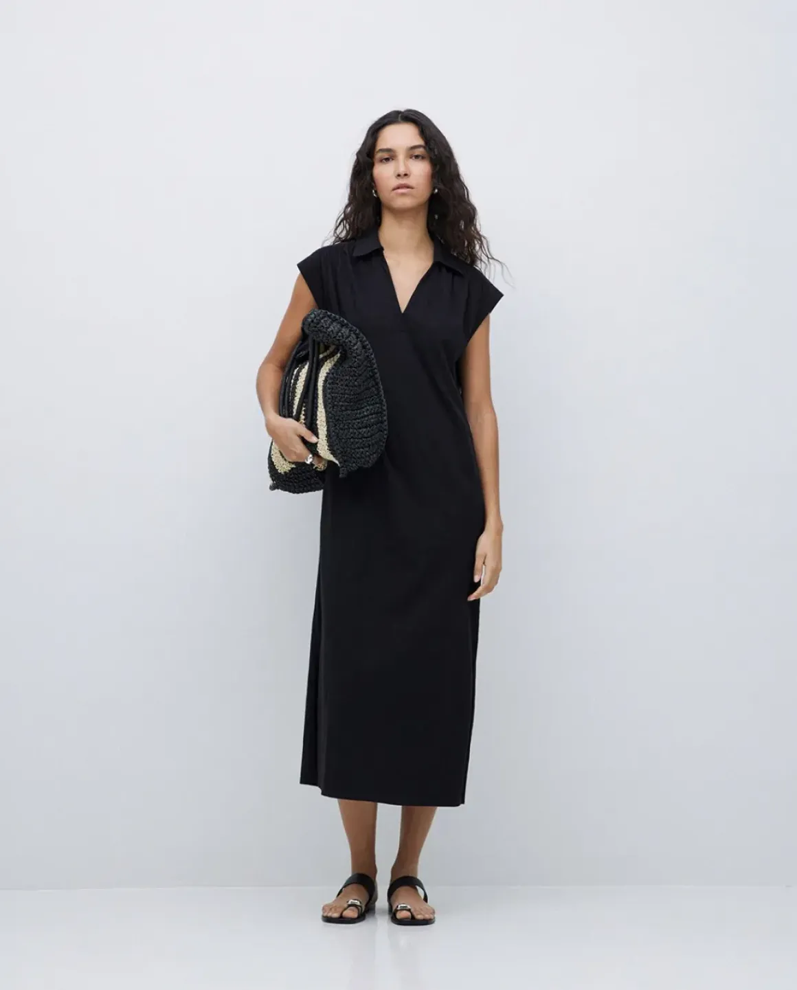 Bolso shopper rayas crudo y negro
