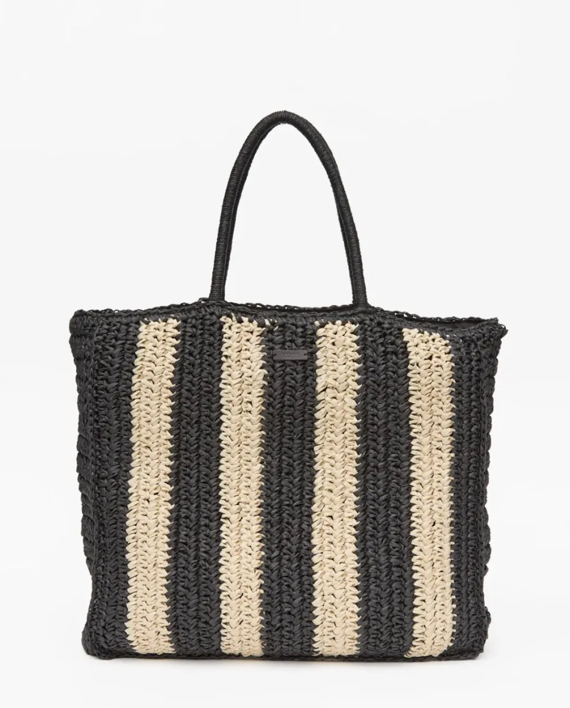 Bolso shopper rayas crudo y negro