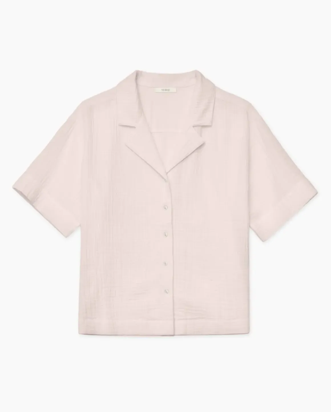 Camisa bimateria cuello solapa rosa pálido