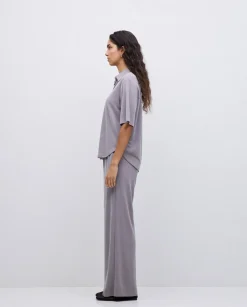 Camisa fluida manga corta gris