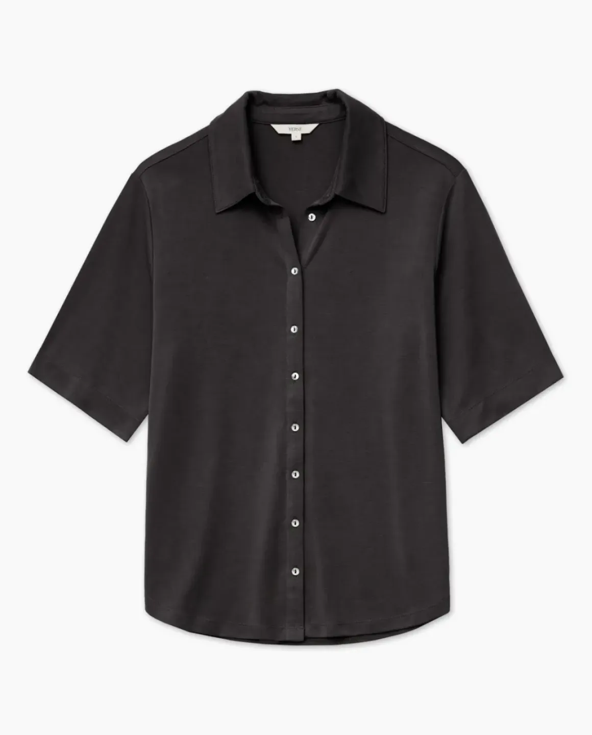 Camisa fluida manga corta negro