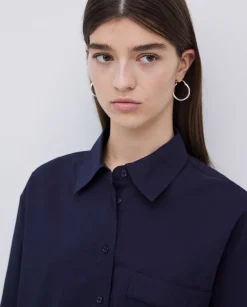 Camisa manga corta popelín azul oscuro