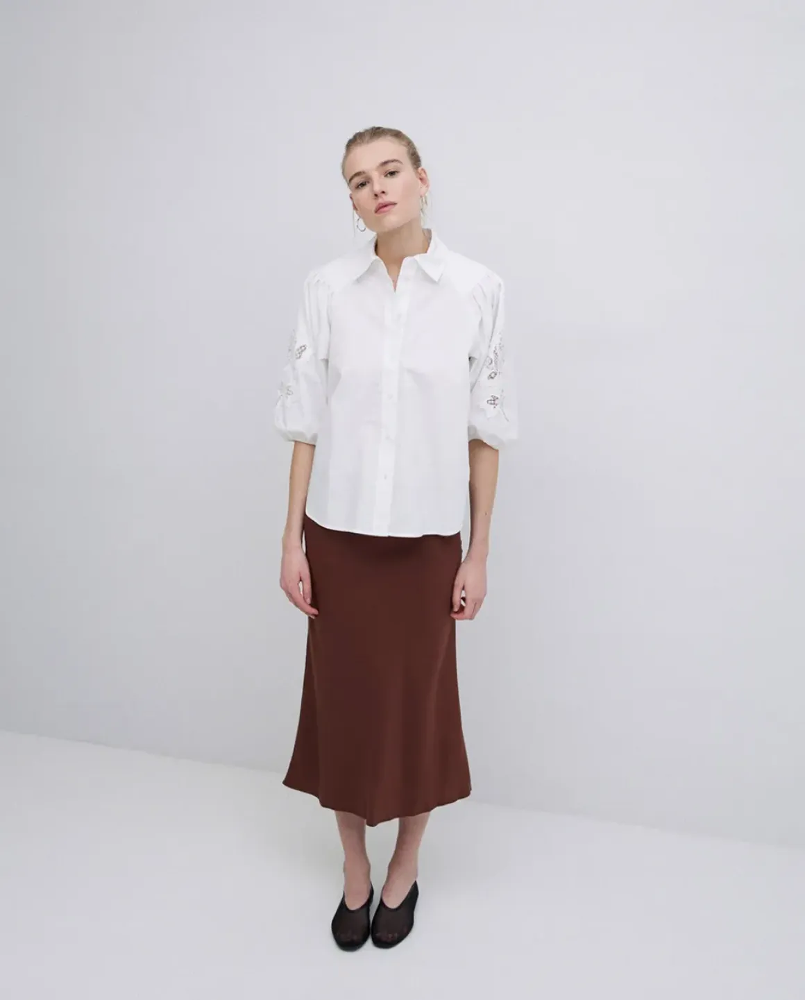 Camisa popelín puntillas blanco