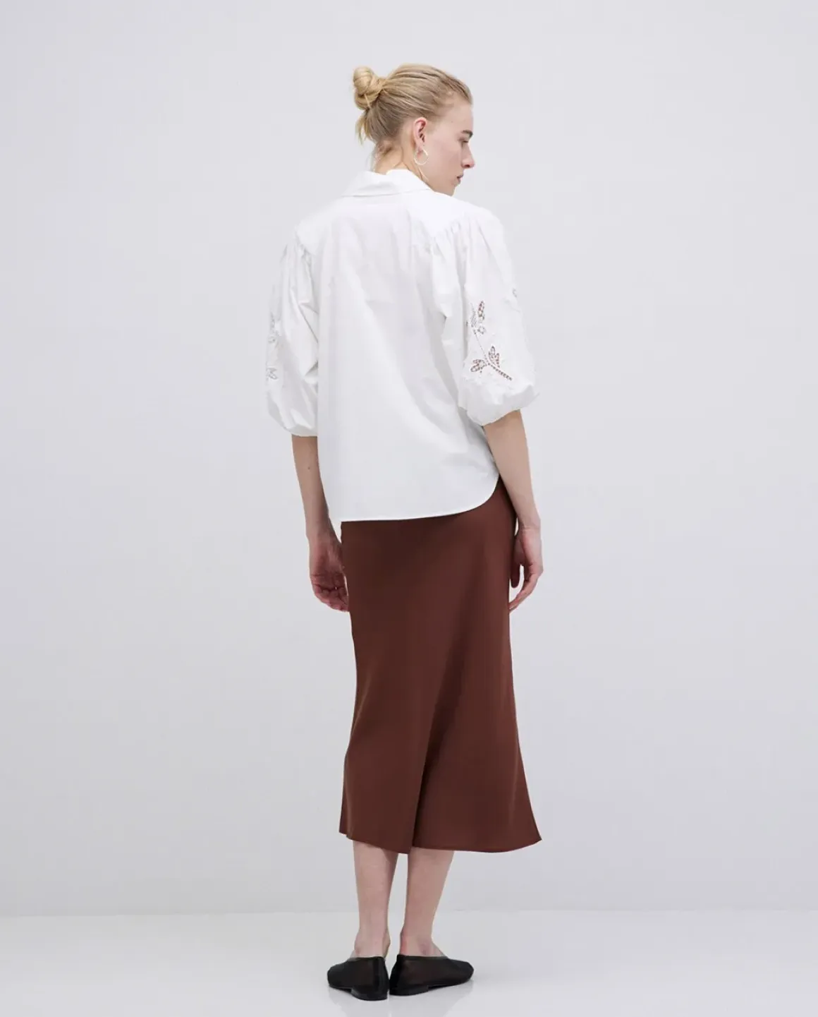 Camisa popelín puntillas blanco