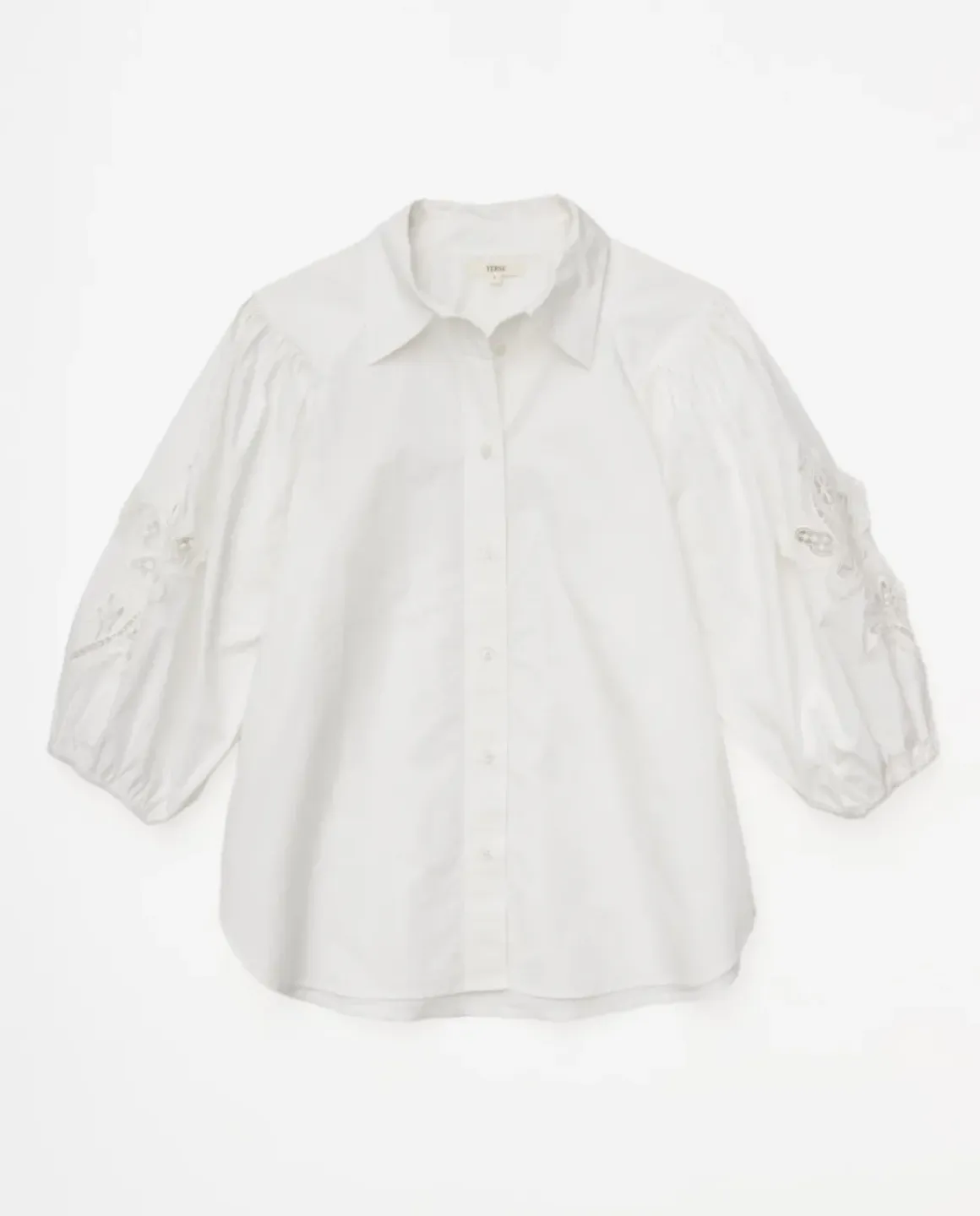 Camisa popelín puntillas blanco