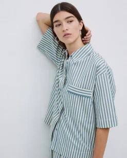 Camisa popelín rayas verde