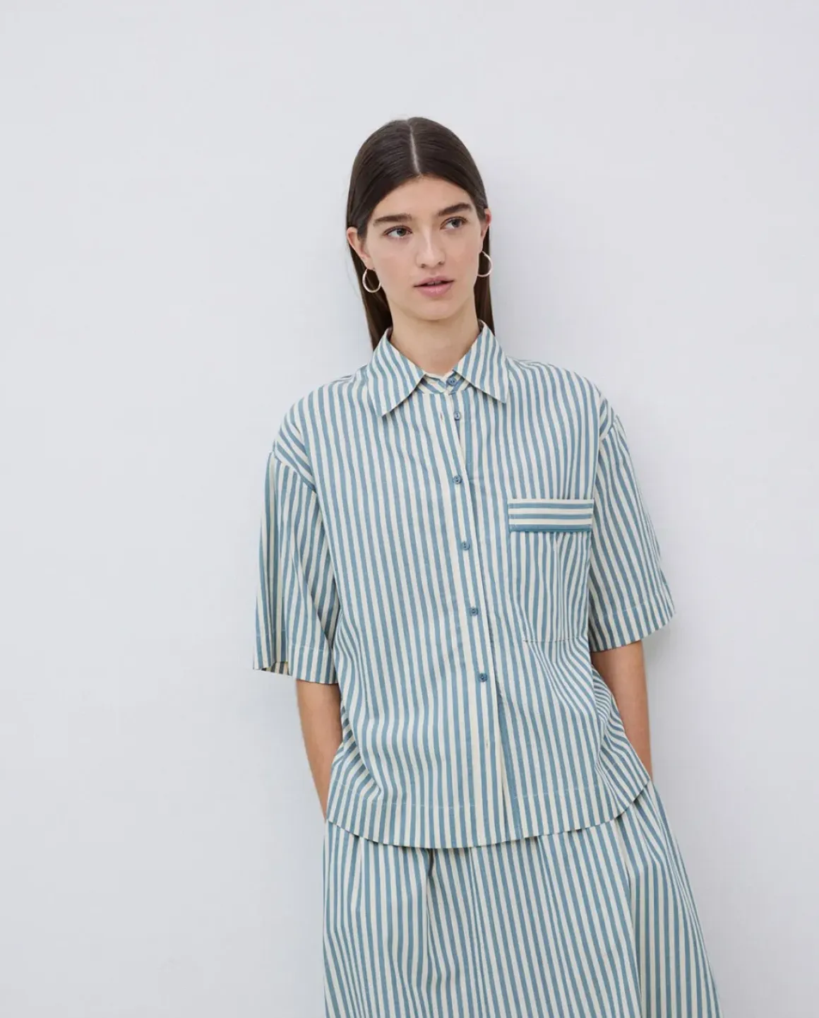 Camisa popelín rayas verde