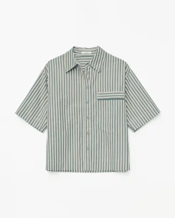 Camisa popelín rayas verde