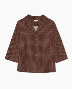 Camisa tencel cuello solapa chocolate