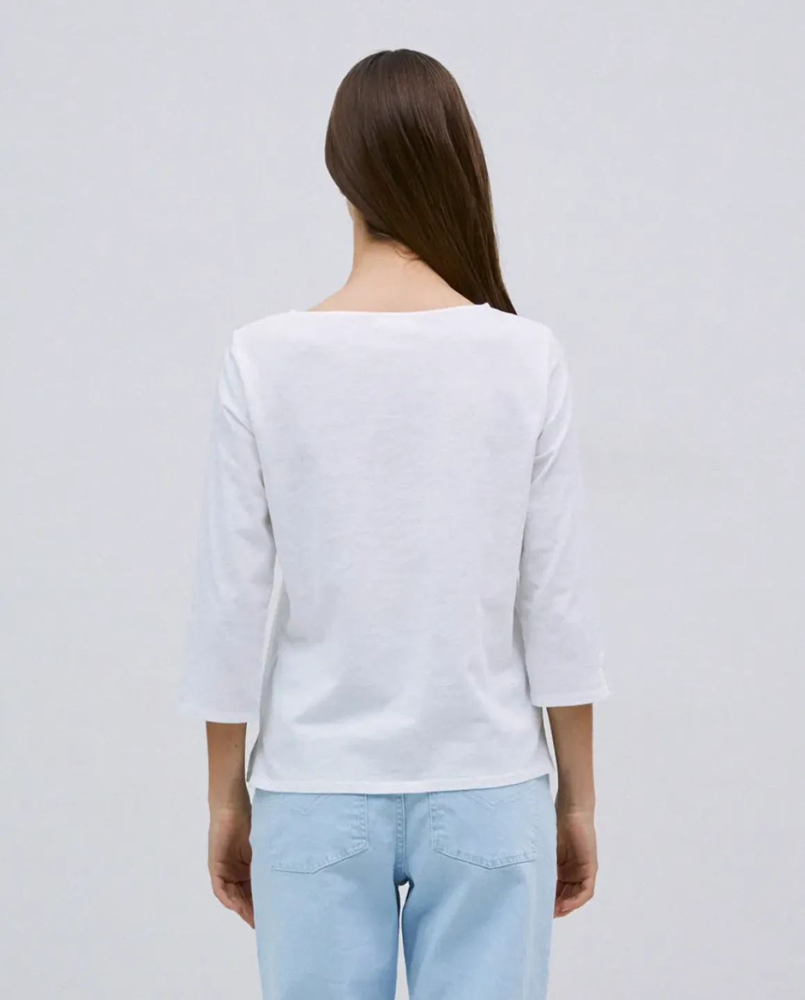 Camiseta 3/4 algodón flamé blanco