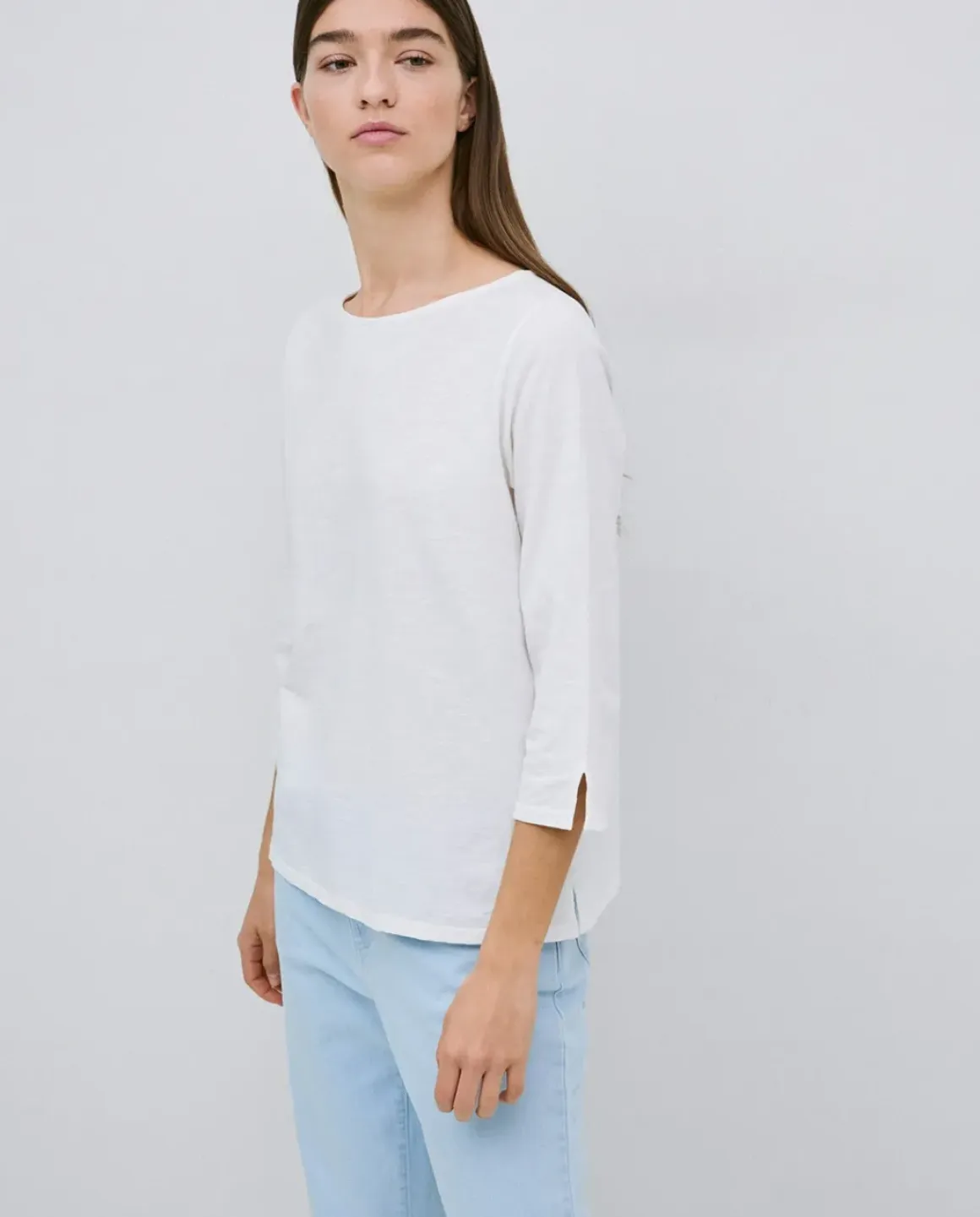 Camiseta 3/4 algodón flamé crudo