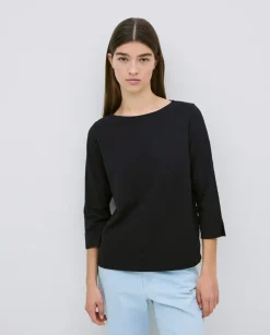 Camiseta 3/4 algodón flamé negro