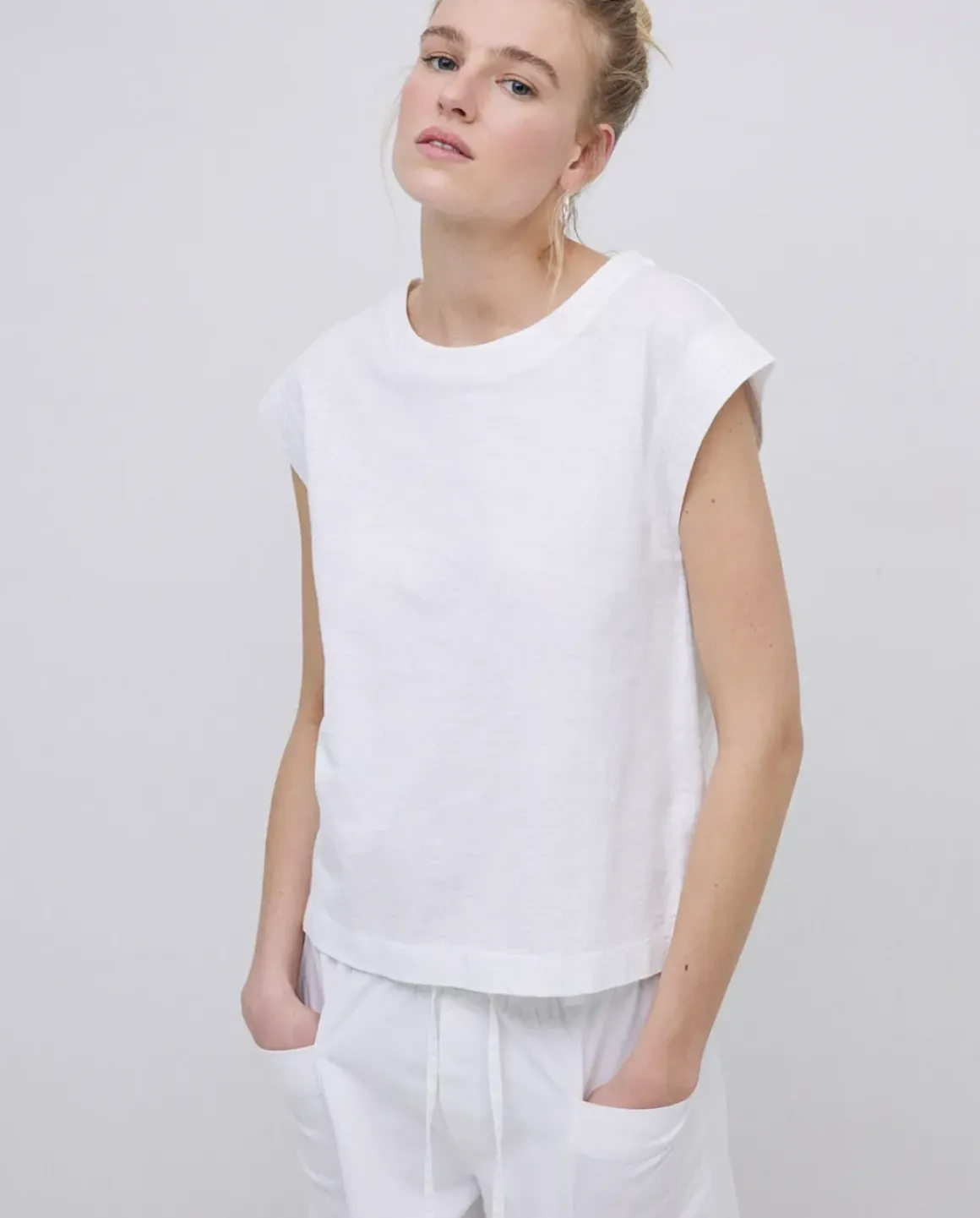 Camiseta algodón orgánico manga japonesa blanco