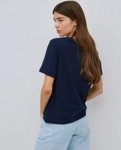 Camiseta básica cuello pico azul oscuro
