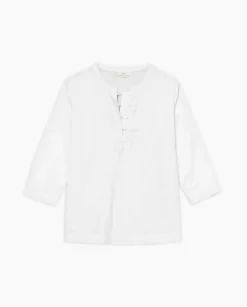 Camiseta escote panadero bordado blanco