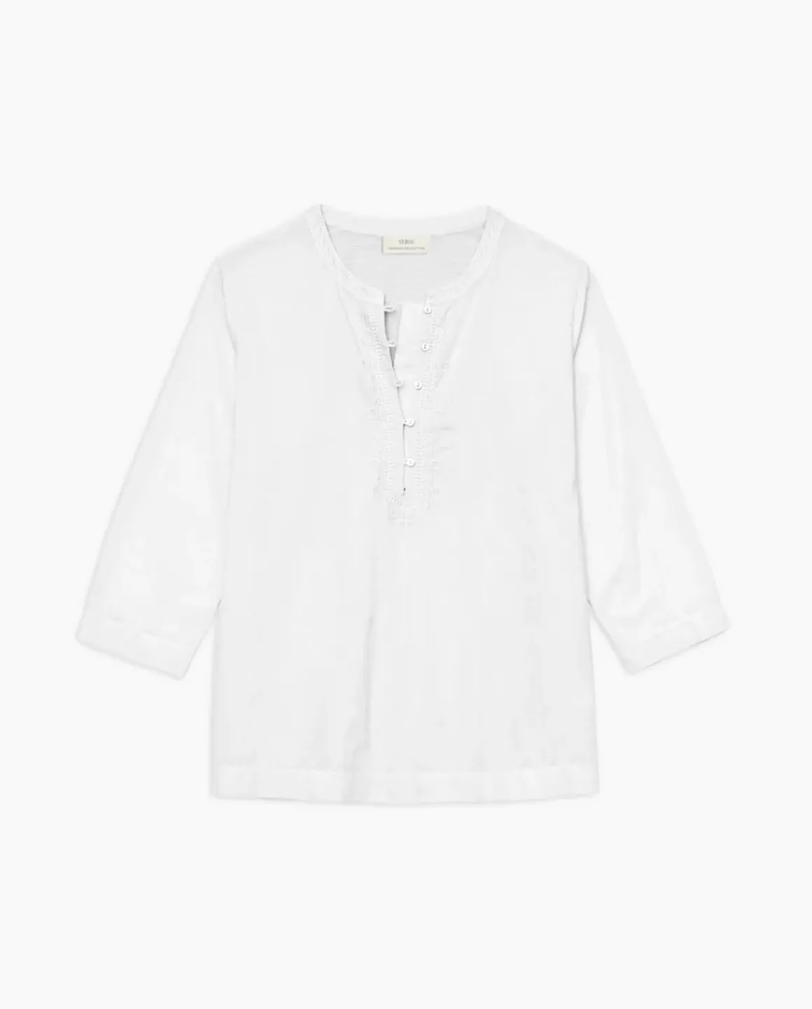Camiseta escote panadero bordado blanco