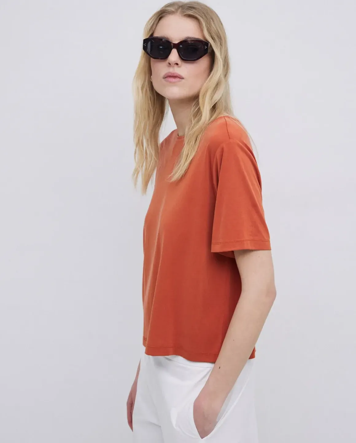 Camiseta holgada modal terracota