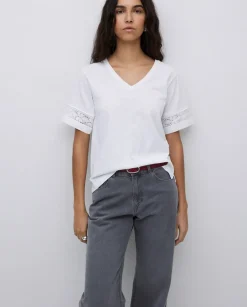 Camiseta puntillas blanco
