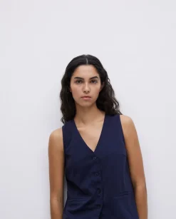 Chaleco de punto algodón azul oscuro