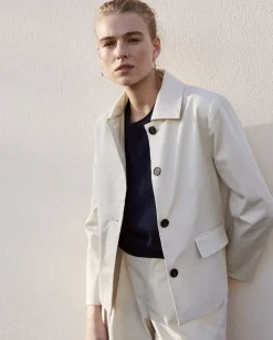 Chaqueta tejido gabardina blanco roto