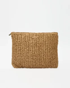 Clutch cremallera rafia natural