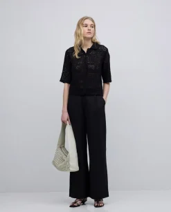 Cárdigan crochet negro