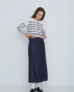 Falda maxi denim azul oscuro