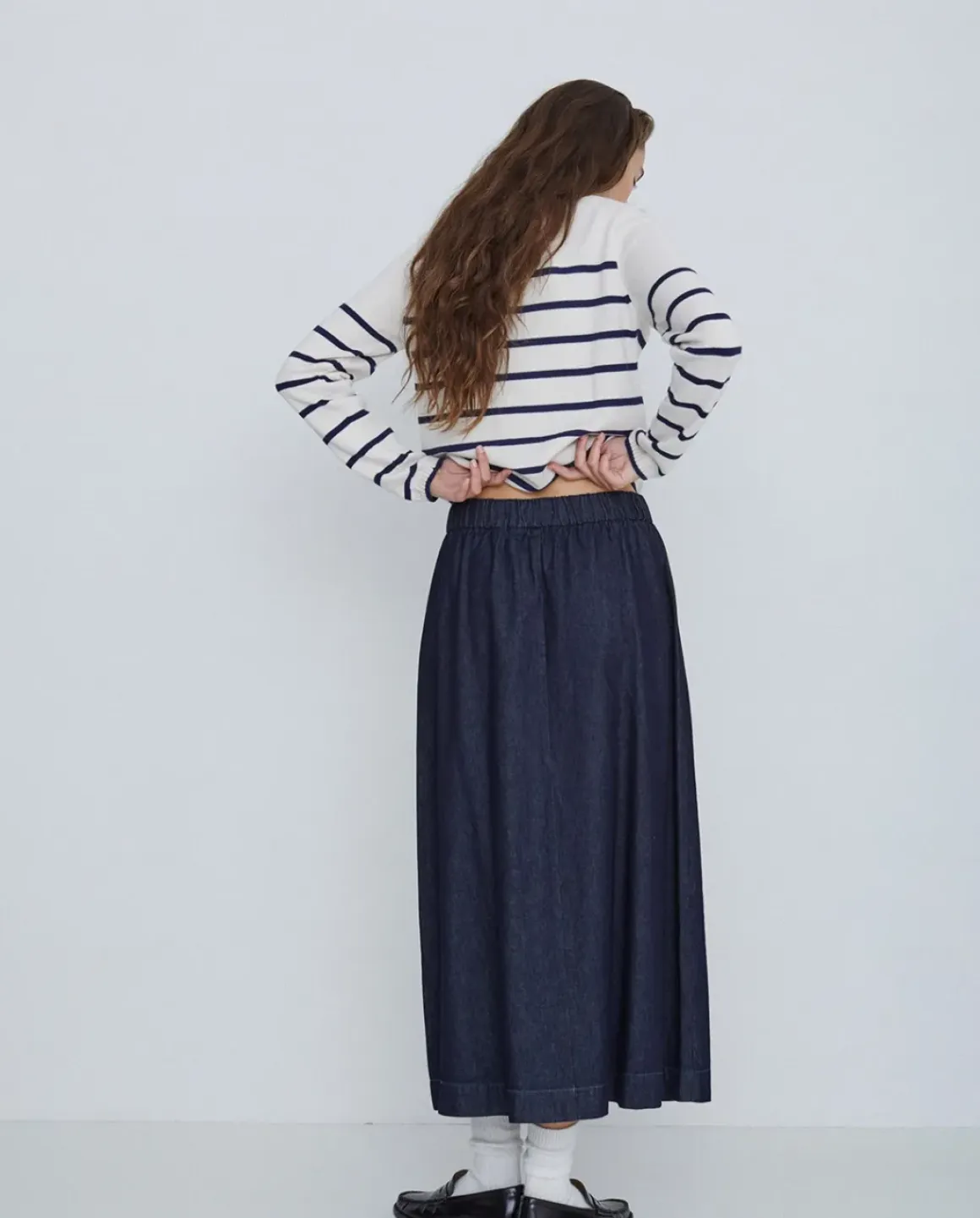 Falda maxi denim azul oscuro