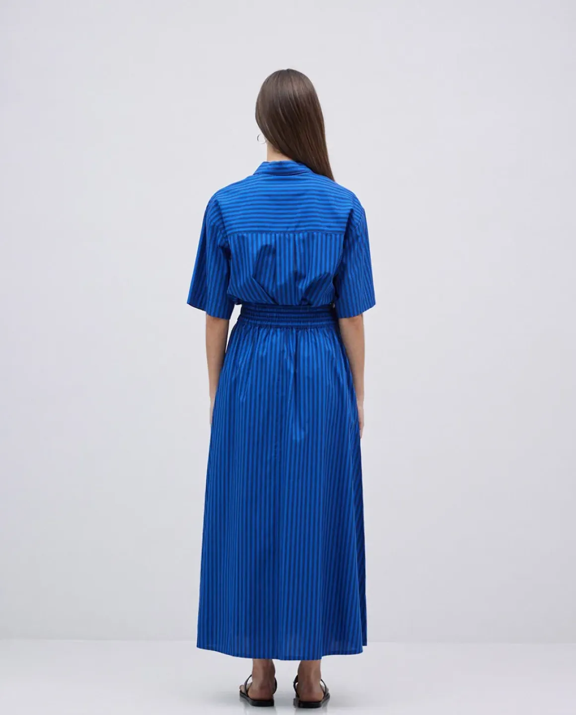 Falda midi rayas azul oscuro