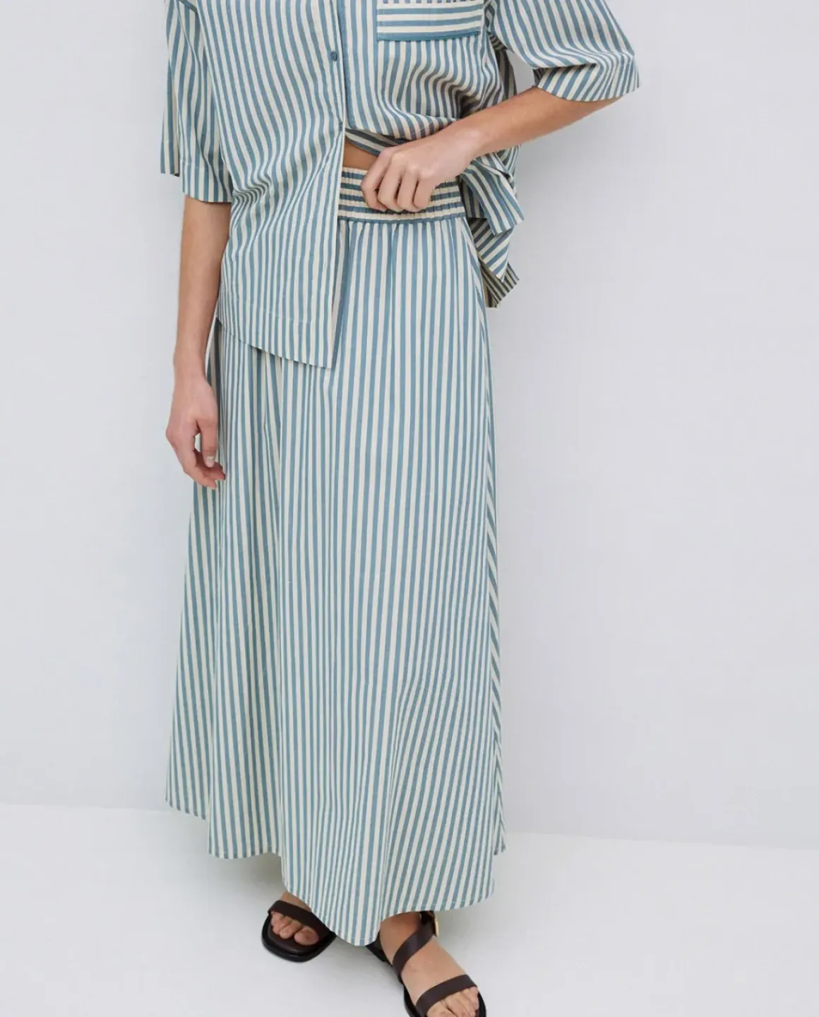 Falda midi rayas verde