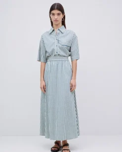Falda midi rayas verde