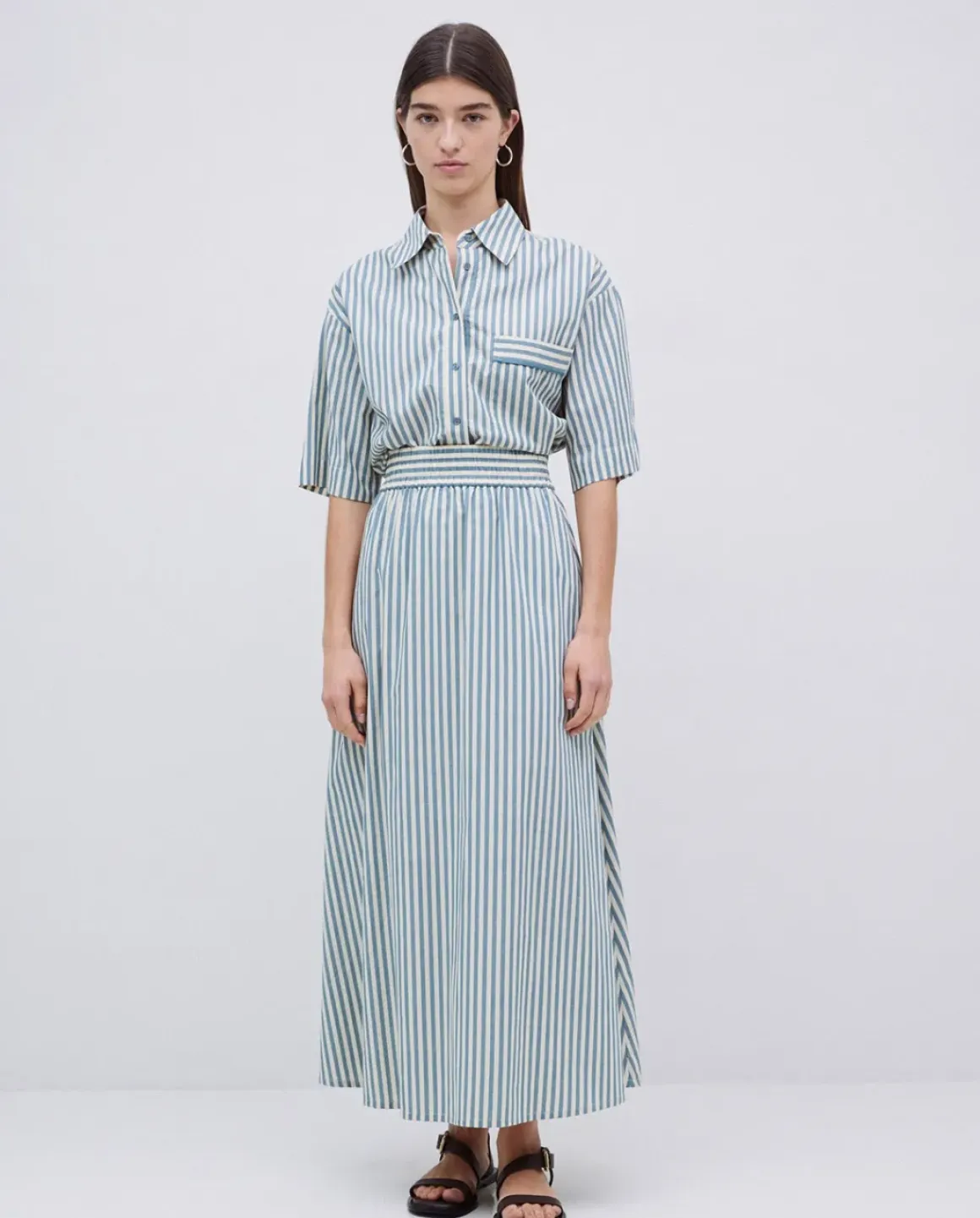 Falda midi rayas verde