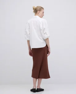 Falda midi tencel chocolate