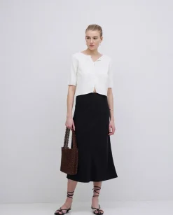 Falda midi tencel negro