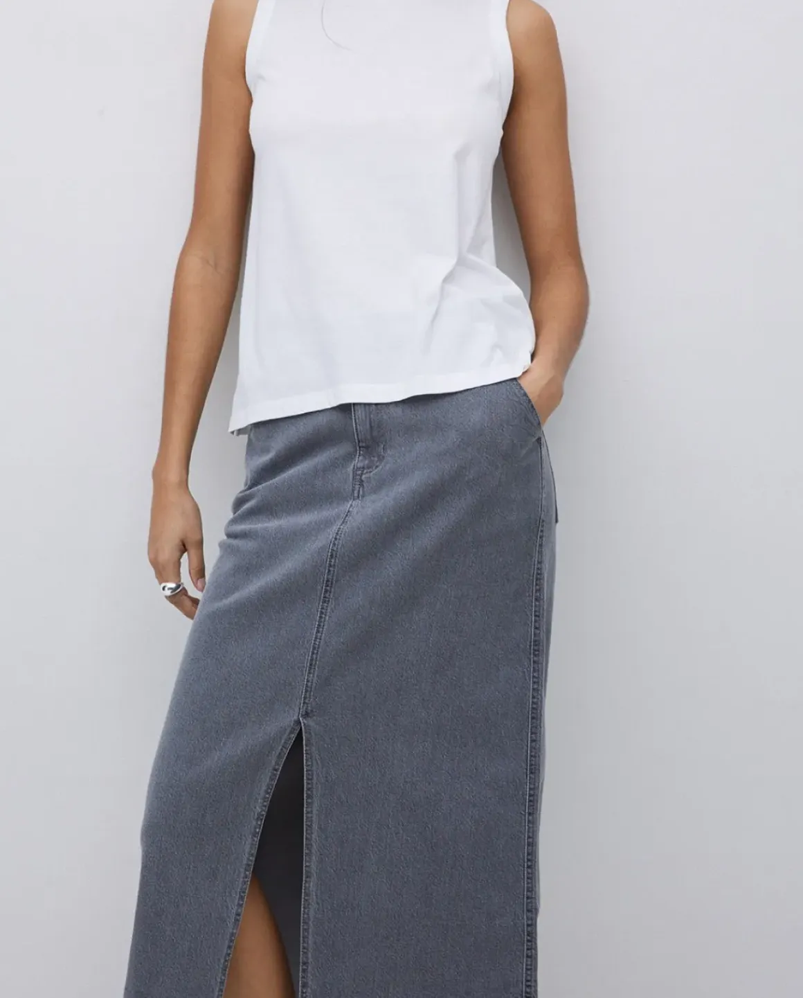 Falda tejana midi gris