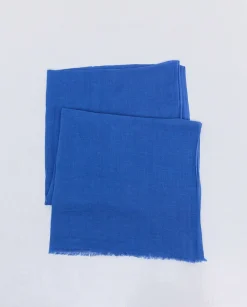 Fular gasa de algodón y lino azul royal