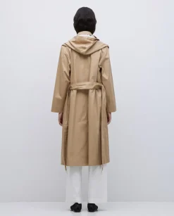 Gabardina algodón capucha camel