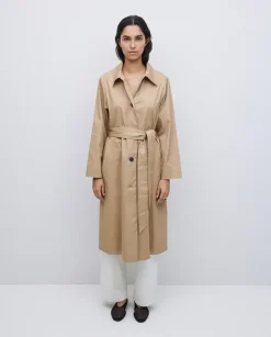 Gabardina algodón capucha camel