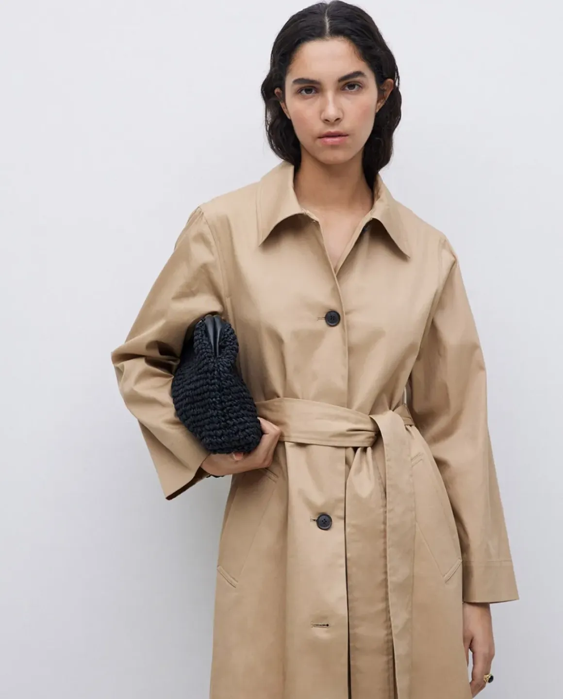 Gabardina algodón capucha camel