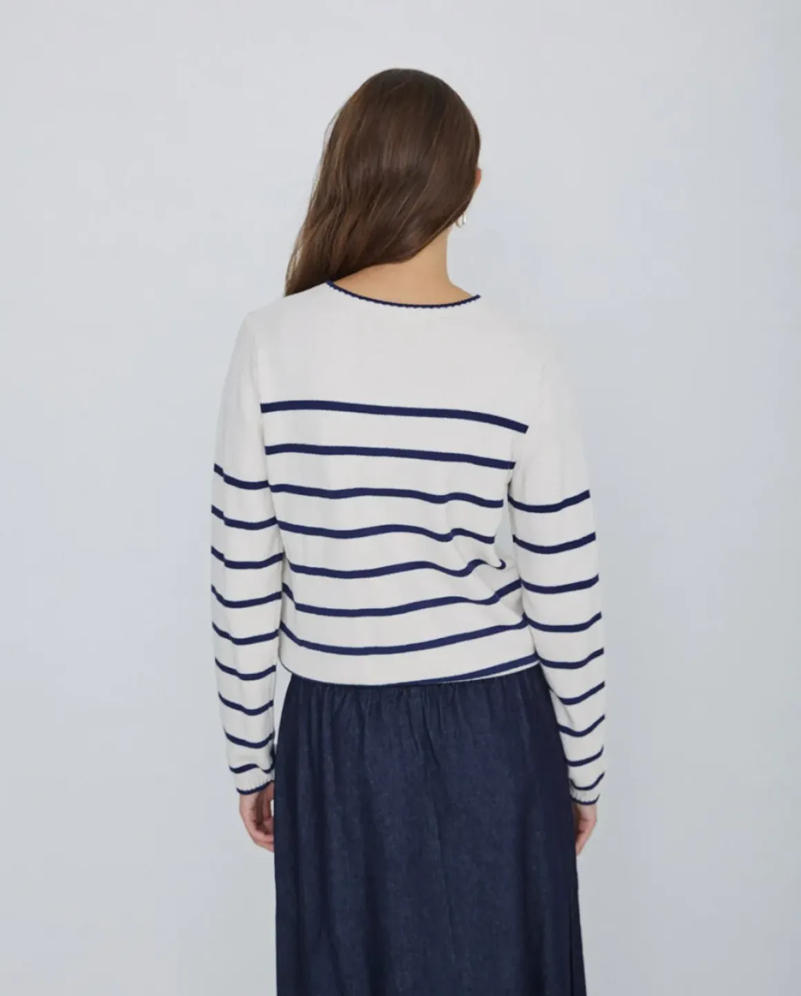 Jersey algodón orgánico rayas azul oscuro