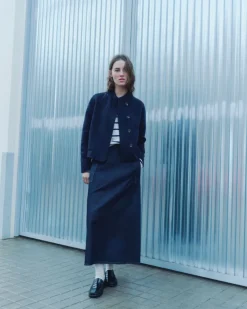 Jersey algodón orgánico rayas azul oscuro